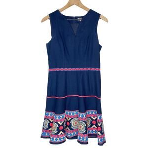 Anthropologie Shoshanna Navy Blue Embroidered Dress size 4